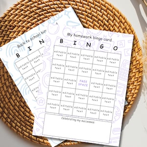 Editable Kids Bingo Card Template Pack – 10 Canva Templates – Printable Back to School & Homework Bingo Cards – Classroom or Home Game