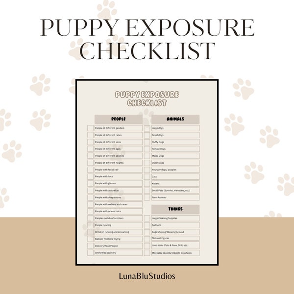 New Puppy Exposure Checklist | Puppy Socialization Checklist | Familiarize Puppy with different animals, people, sounds, feelings, and more!