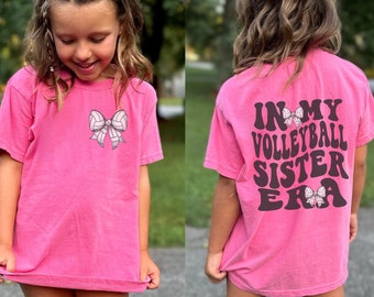 In My Volleyball Sister Era Shirt, Coquette Volleyball Bow, Game Day Shirt, Volleyball Sister Gift, Youth and Adult Sizes