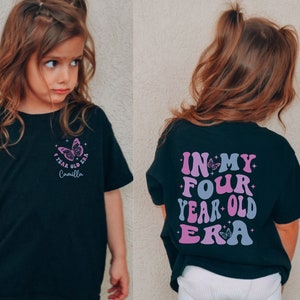 Custom In My 4 Year Old Era Shirt, 4th Birthday Shirt, Toddler Birthday Gift, Personalized Girls Birthday Party, 4 Year Old Birthday Gift