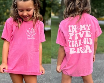 Custom In My 5 Year Old Era Shirt, Personalized Fifth Birthday Shirt, Birthday Gift, Girls Birthday Party Tee, 5 Year Old Birthday Gift
