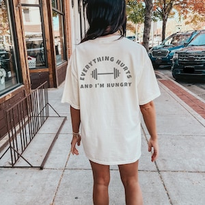 Everything Hurts, Comfort Colors Shirt, Pump Cover, Barbell T-Shirt, Workout Tee, Gift for Gym Lover, Fitness Shirt, Trendy Workout Top