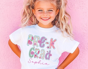 Camiseta de formatura pré-escolar estilo preppy, camiseta de formatura pré-escolar, camiseta personalizada para o último dia de aula de meninas