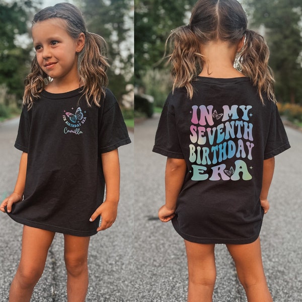 Personalized In My 7th Birthday Era Shirt, Seventh Birthday Shirt, Birthday Gift, Custom Girls Birthday Party Tee, 7 Year Old Birthday Gift