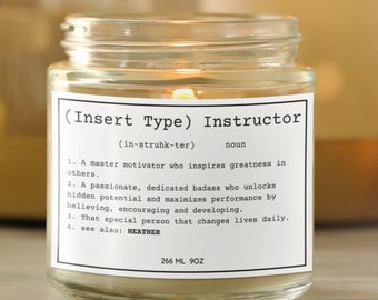 Custom Instructor Definition Candle, Personalized Instructor Gift, Instructor Thank You, Instructor Birthday Gift, Instructor Appreciation