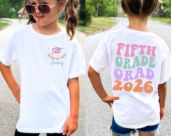 Custom 5th Grade Graduation Shirt, Personalized Class of 2026 Elementary Tee, Elementary Graduation Gift for Girls