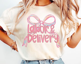 Labor and Delivery Coquette Bow Shirt, L&D Crew Shirts, OBGGYN Appreciation Gift, Midwife T-Shirt, LD Nurse Graduation