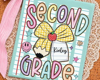 Personalized Second Grader Stripes Shirt, Custom Striped Girls Back to School Tee, First Day 2nd Grade