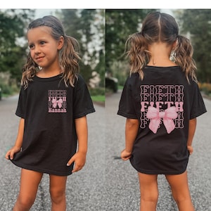 Personalized Fifth Grade Back to School Coquette Bow Shirt, Girls 5th Grade First Day of School Tee, Custom Name Fifth T-Shirt