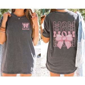 Personalized Mom Coquette Bow Shirt, Custom Name Mom T-Shirt, Gift for Mom, Mother&#39;s Day, Mama with Personalized Name Tee