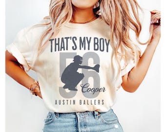 Custom That's My Boy Baseball Catcher Mom Dad Shirt, Personalized Name Gift for Baseball Catcher Mom Dad Grandma Mimi Nanna Grandpa