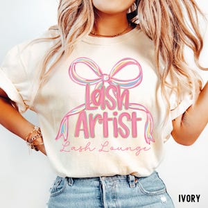 Lash Artist Coquette Bow Shirt, Custom Cosmetology Gift, Lash Plug, Personalized Lash Artist Tee, Graduation Gift