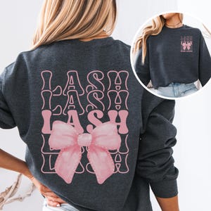Personalized Lash Tech Coquette Bow Sweatshirt, Custom Cosmetology Gift, Lash Plug, Lash Artist Hoodie, Graduation Gift