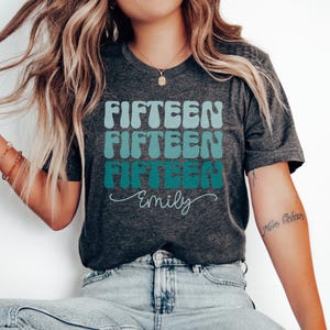 Personalized Retro 15 Birthday Shirt, Custom Name 15th Birthday Party Tee, Customized Fifteenth Bday Gift, Gift for 15 Year Old