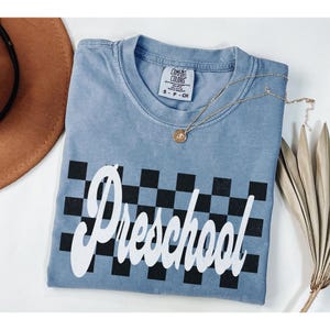 Preschool Checkers Shirt, First Day of School Tee for Boys and Girls, Back to School Outfit, Preschool Teacher T-Shirt