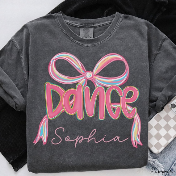 Personalized Preppy Dance Shirt, Custom Girls Dancer Coquette Bow Shirt, Gift for Dancer, Dance Team Recital Gift, Jazz Hip Hop Ballet Tap