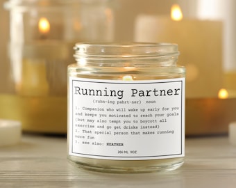 Personalized Running Partner Candle, Sole Sister Gift, Gym Bestie, Custom Gift for Runner, Fitness Candle, Running Candle, Fitness Friends