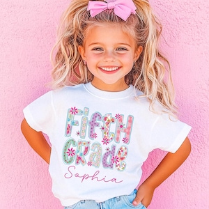 Custom Kids Name Back To School Fifth Grade Shirt, Personalized Preppy 5th Grade Shirt, Elementary Shirt, First Day Of School Shirt