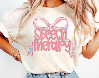 Camisa com laço estilo coquete para terapia da fala, camisa para fonoaudiólogo, camiseta para terapia da fala, presente para fonoaudiólogo, presente de formatura