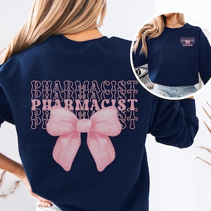 Gepersonaliseerde sweater apotheker coquette boog, aangepaste PharmD hoodie, apotheker cadeau, apotheek tech, apotheker T-shirt, apotheek cadeau