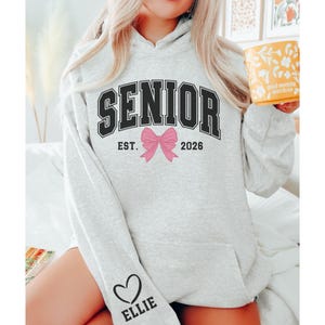 Custom Senior 2026 Sweatshirt, Personalized Senior Class of 2026 Hoodie, University Style High School 2026 Graduate, Senior, Coquette Bow