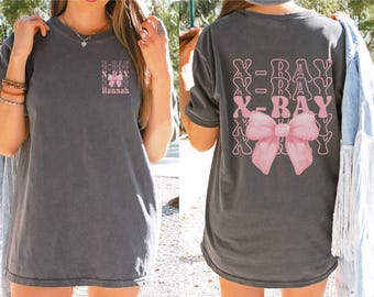 Personalized X-Ray Coquette Bow Shirt, Radiology Crew Shirts, X-Ray Tech Appreciation Gift, Rad Tech T-Shirt, Graduation