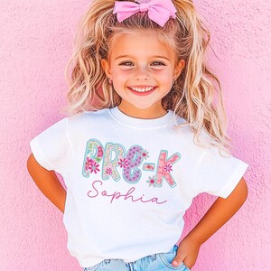 Custom Kids Name Back To School Pre-K Shirt, Personalized Preppy Pre-Kindergarten Shirt, Elementary Shirt, First Day Of School Shirt