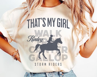 Custom That's My Girl Horse Riding Mom Dad Shirt, Personalized Name Gift for Equestrian Mom Dad Grandma Mimi Nanna Grandpa, Jockey Mom