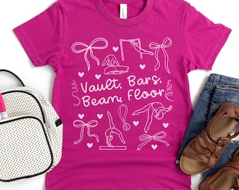 Gymnastics Vault Floor Bars Beam Hand Drawn Doodle Style Shirt, Girls Gymnast Comfort Colors Shirt, Gift for Gymnast, Youth & Adult Sizes