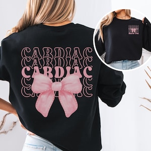Personalisiertes Herz Coquette Bow Sweatshirt, Kardiologie Krankenschwester Hoodie, Kardiologen Crew Sweatshirts, Krankenschwester Wertschätzung Geschenk, Abschlussfeier