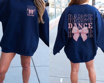 Personalized Dance Bow Sweatshirt, Custom Coquette Dancer Sweatshirt, Gift for Dancer, Dance Instructor Gift, Dance Team Competition