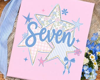 Seven Birthday Shirt Girl, 7th Birthday Star Shirt, Star Birthday Party Tee, Preppy Grandmillennial Kids Shirt