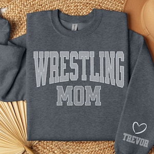Wrestling Mom Sweatshirt, Personalized Wrestling Mom Hoodie,  Sleeve Design Mom Sweater, Custom Gift for Wrestling Mom
