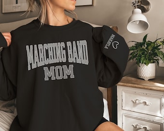 Felpa per la mamma della Marching Band, Felpa con cappuccio personalizzata per la mamma della Marching Band, Felpa con design a maniche, Regalo personalizzato per la mamma della Marching Band