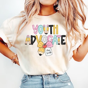 Personalized Youth Advocate Coquette Bow Shirt, Custom Youth Advocate Tee