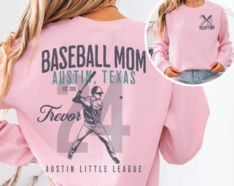 Personalized Baseball Mom Sweatshirt, Custom Baseball Mom Hoodie, Game Day Hoodie, Sport Mom Gift, Mother's Day Baseball Mama Gift