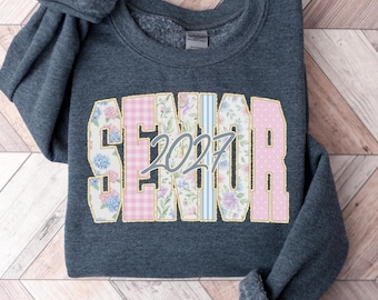 Senior 2027 Girls Sweatshirt, Floral Grandmillennial High School Senior Hoodie, Graduation Gift, Class of 2027