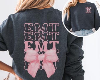 Moletom com laço personalizado para EMT, moletom com capuz para equipe de EMT, presente de agradecimento a paramédicos, formatura de técnico de emergência médica