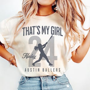 Custom That's My Girl Softball Mom Dad Shirt, Personalized Name Gift for Softball Mom Dad Grandma Mimi Nanna Grandpa, Comfort Colors