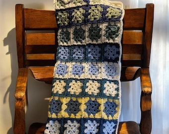 Handmade Crochet Granny Square Baby Blanket, Customizable Colors