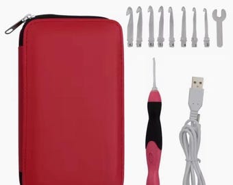 Rechargeable LED Crochet Hook Set, Light-Up Crafting Kit