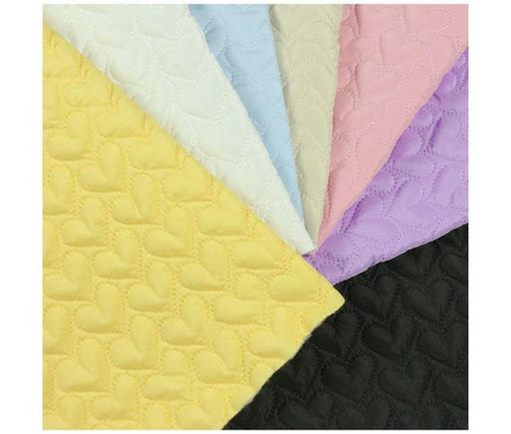 Heart Quilted Cotton Fabric, Soft Padded Lining (145x100cm)