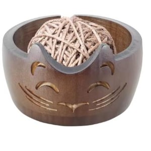 Wooden Textile Yarn Bowl, Pine Wood Crochet Bowl, Thread Bowl with Holes, Portable Wool Storage Bowl, Yarn Storage Bowl