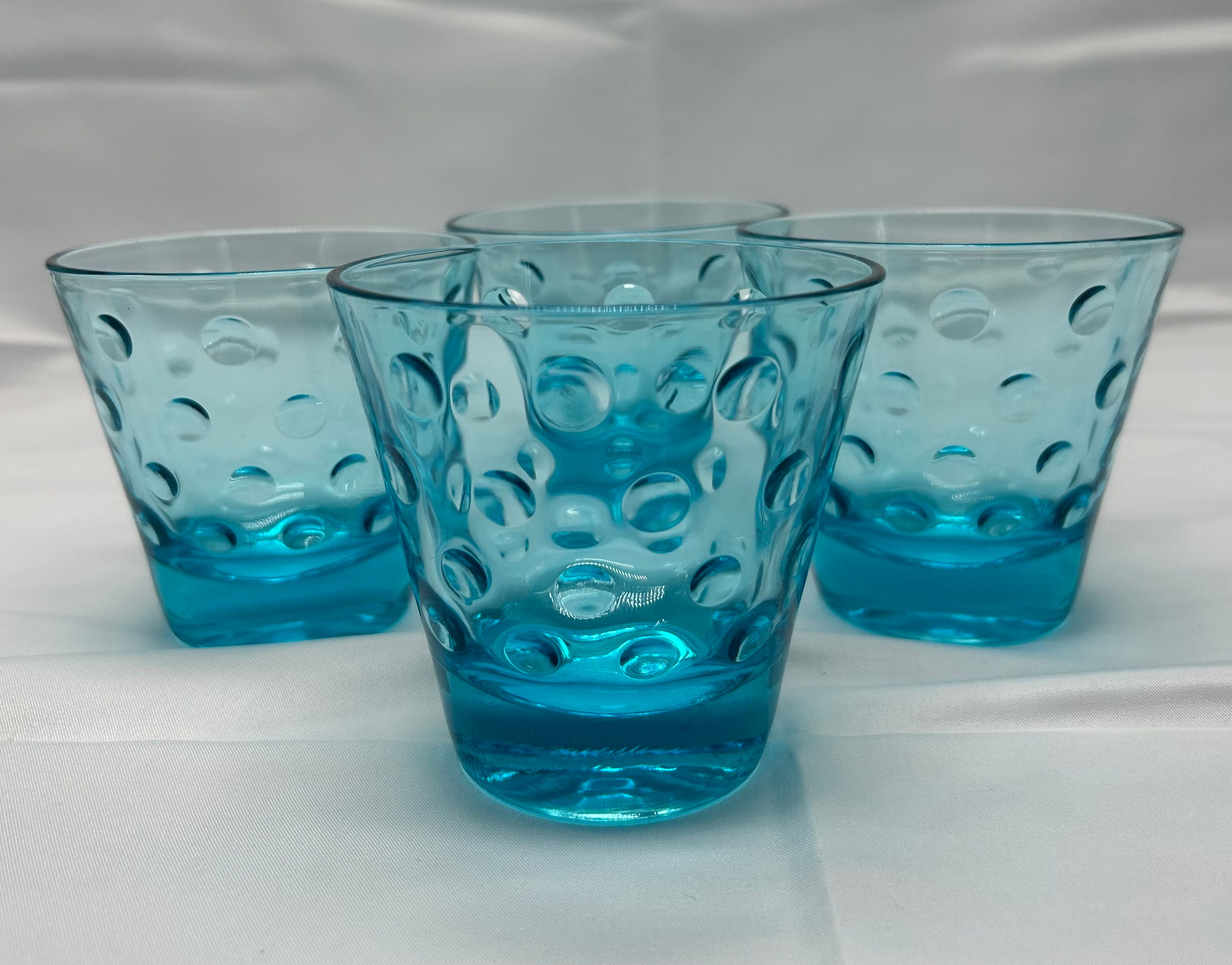 Vintage Federal Glass Tumblers, Set of Six Featuring Gold, White, & Red  Rings, Interlocking Dots on Clear Drinking Glasses, Circa 1960's 