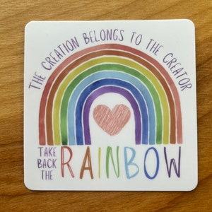 Take Back The Rainbow Stickers, Vinyl Waterproof Stickers, 3x3 inch, Christian, Laptop Decal, Kindle Sticker, Phone Sticker