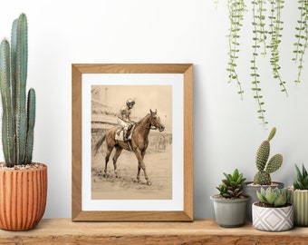 Downloadable Digital Art, Printable Wall Decor, Kentucky Derby Rider 2