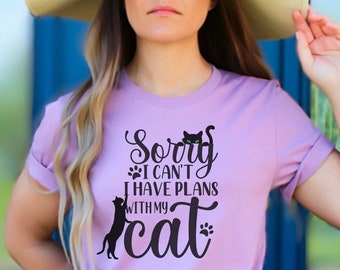 Plans with Cat Unisex T-shirt, Cat Lovers T-shirt, Cat Mama T-shirt, Cat mom t-shirt, Women Tee, Funny cat t-shirt, Cat dad t-shirt