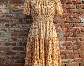 Hand Block Printed dress| Summer Dress| Cotton Dress| Floral print| Handmade| Made in India Block Print Dress| Cotton maxi dress