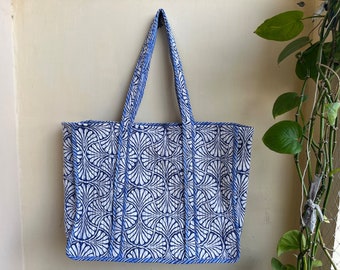 Quilted Cotton Handprinted Reversible Large multicolor Floral Tote Bag Eco friendly Sustainable Sturdy Grocery Shopping Handmade Boho bag