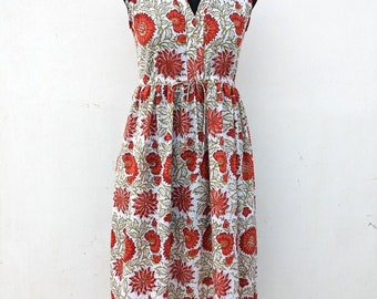 Hand Block Printed dress| Summer Dress| Cotton Dress| Floral print| Handmade| Made in India Block Print Dress, Printed Dress